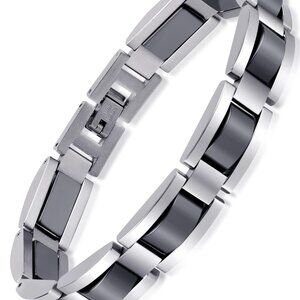 Men's Titanium Stainless Steel Magnetic Bracelet with Hematite Stones